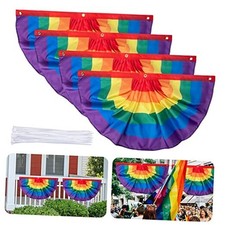 4PCS Rainbow Pride Bunting Flag, 3 x1.5 Ft Rainbow Gay Rainbow Bunting-4PCS