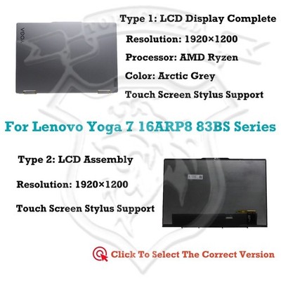 For Lenovo Yoga 7 16ARP8 83BS000JGE Touch Screen LCD Display Complete Assembly