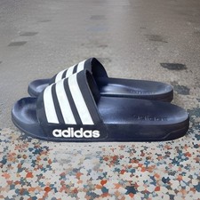 Adidas Cloud foam Men's Navy White Slide Sandals Slip On Logo Water Size 9 Beach