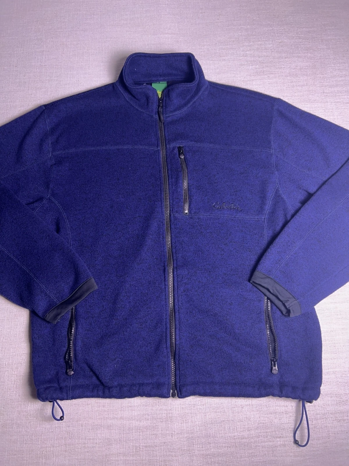 Cabela's Fleece Jacket Men Large Blue Full Zip Zipper Pockets - Size L - product detail image 1