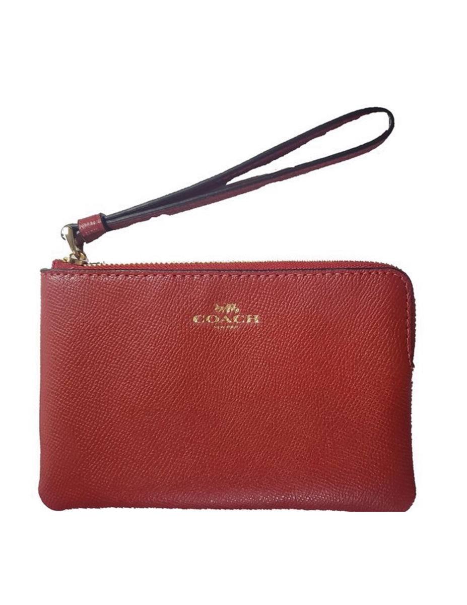 Coach Women's Gold/1941 Red Corner Zip Wristlet | eBay