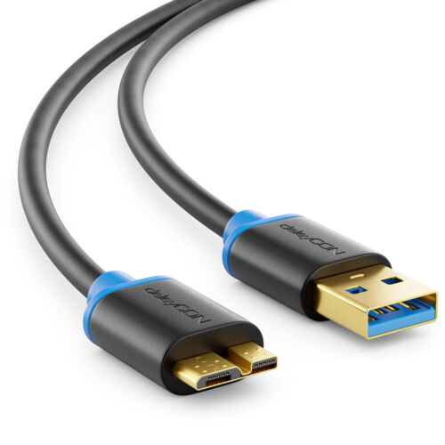 deleyCON 0,5m micro USB 3.0 Datenkabel - USB A-Stecker zu Micro B-Stecker - Bild 1 von 8