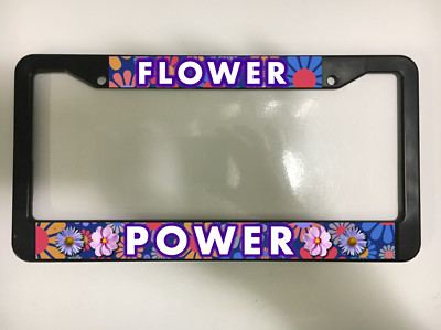 Flower Power Hippie Love Peace Happy Travel Life Car SUV License Plate Frame