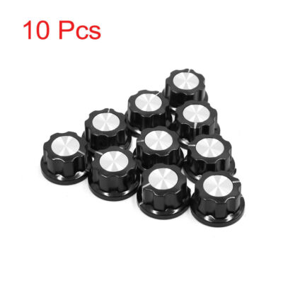 10Pcs 6mm Inner Dia MF-A02 Potentiometer Control Volume Rotary Knob Cap Black