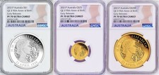 2021 QUEEN ELIZABETH 95th Birthday Silver+GOLD 3-Coin Set $1/$25/$200 NGC PF70 