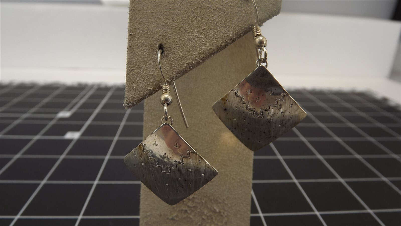 Sterling Silver Square Patterned Southwestern Sty… - image 1