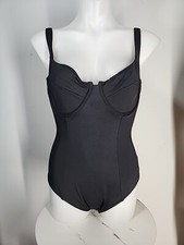 NWT Cupshe Women's One Piece Swimsuit Black Underwire Slim  Sculpt Size Large 