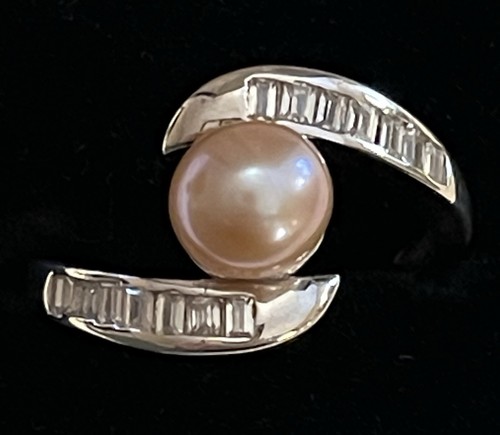 Vantel Pearls Sterling Silver Illumination Ring, Size 8.25, Lavender 7.5mm Pearl