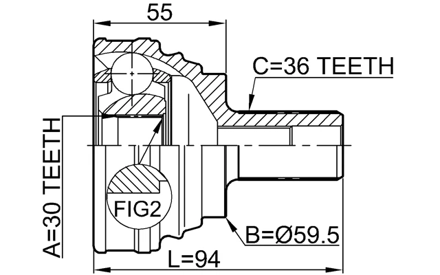Junta exterior CV 30X59,5X36 febrero 2310-030 OEM 1K0498099 Foto 2 de 3