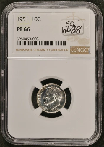 1951 Roosevelt Dime.   In NGC Holder.  PF 66.  h688