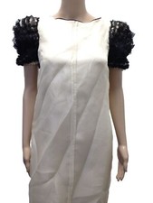 $1650 Dolce & Gabbana Women's White Silk Short Sleeve Ruffle Sheath Dress 0/36