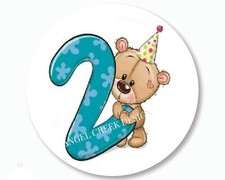 Boy Bear 2nd Birthday Party Favors Scrapbook Stickers Birthday Envelope Seals