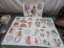 5 Vintage Tattoo Seen Da Bronx Tattoo Shop Flash Art Print Lot Bulldog Skulls