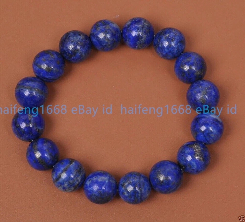 6/8/10/12mm Natürlich Blau Lapislazuli Rund Edelstein Stretch Armband 7.5'' - Bild 3 von 4