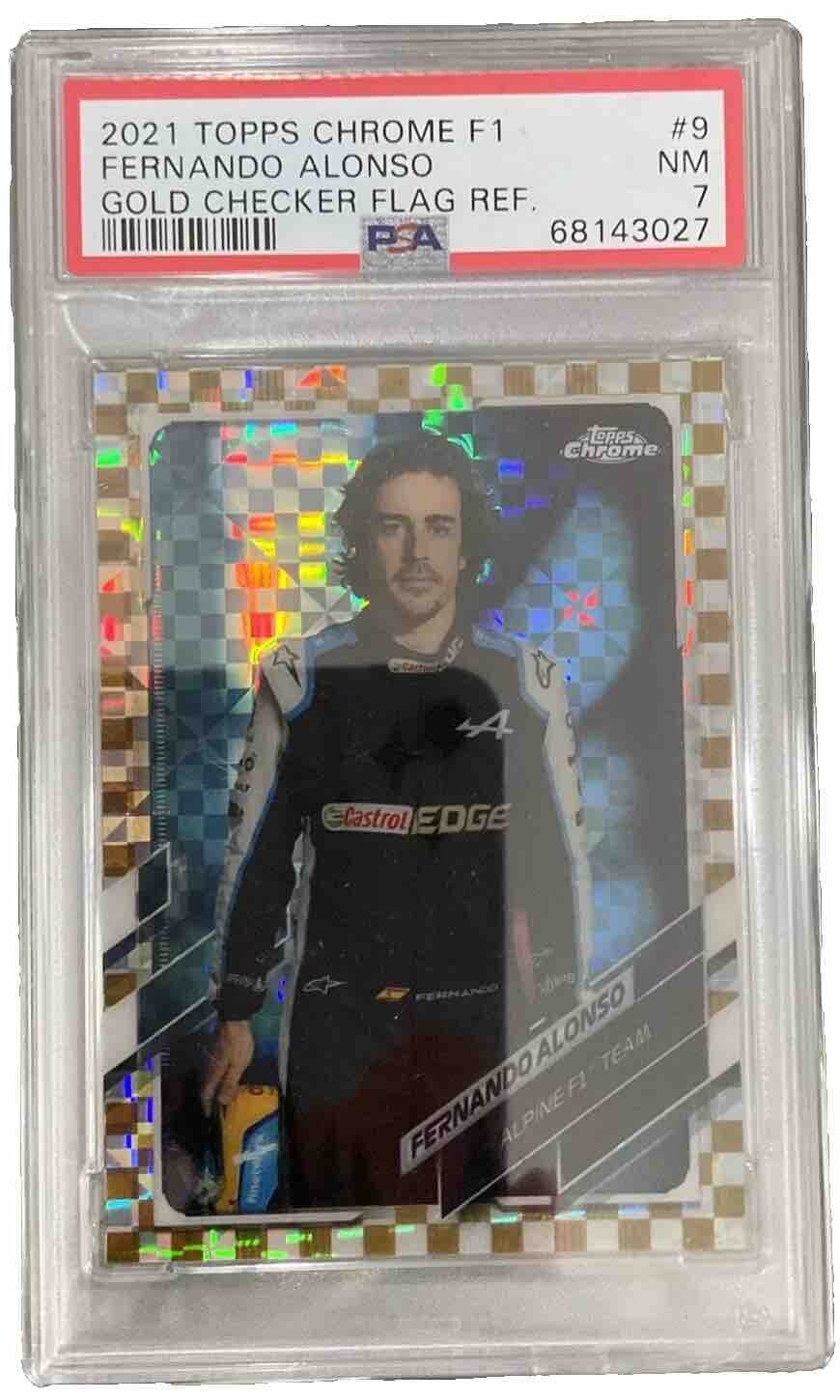 2021 Topps Chrome F1 Fernando Alonso Gold Checker Flag /50