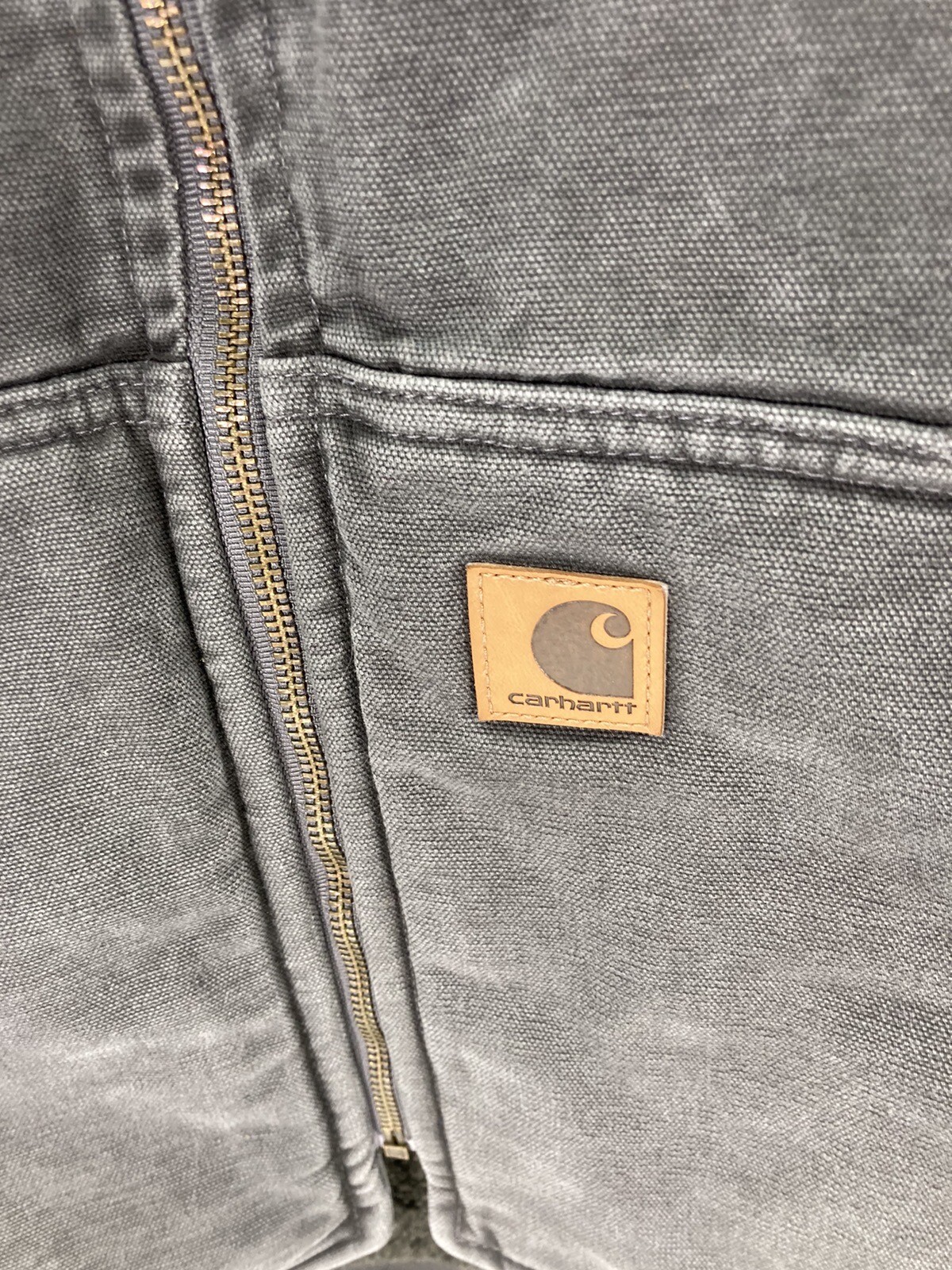 Carhartt Vest Men Size 3XL Gray Full Zip Canvas Fleece Lined Work Wear