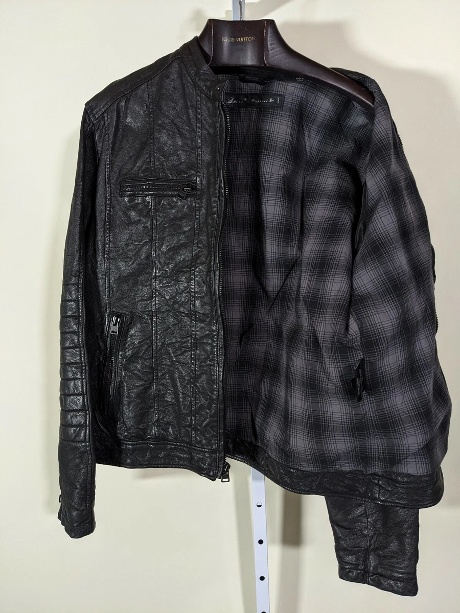 Plaid and leather clearance jacket
