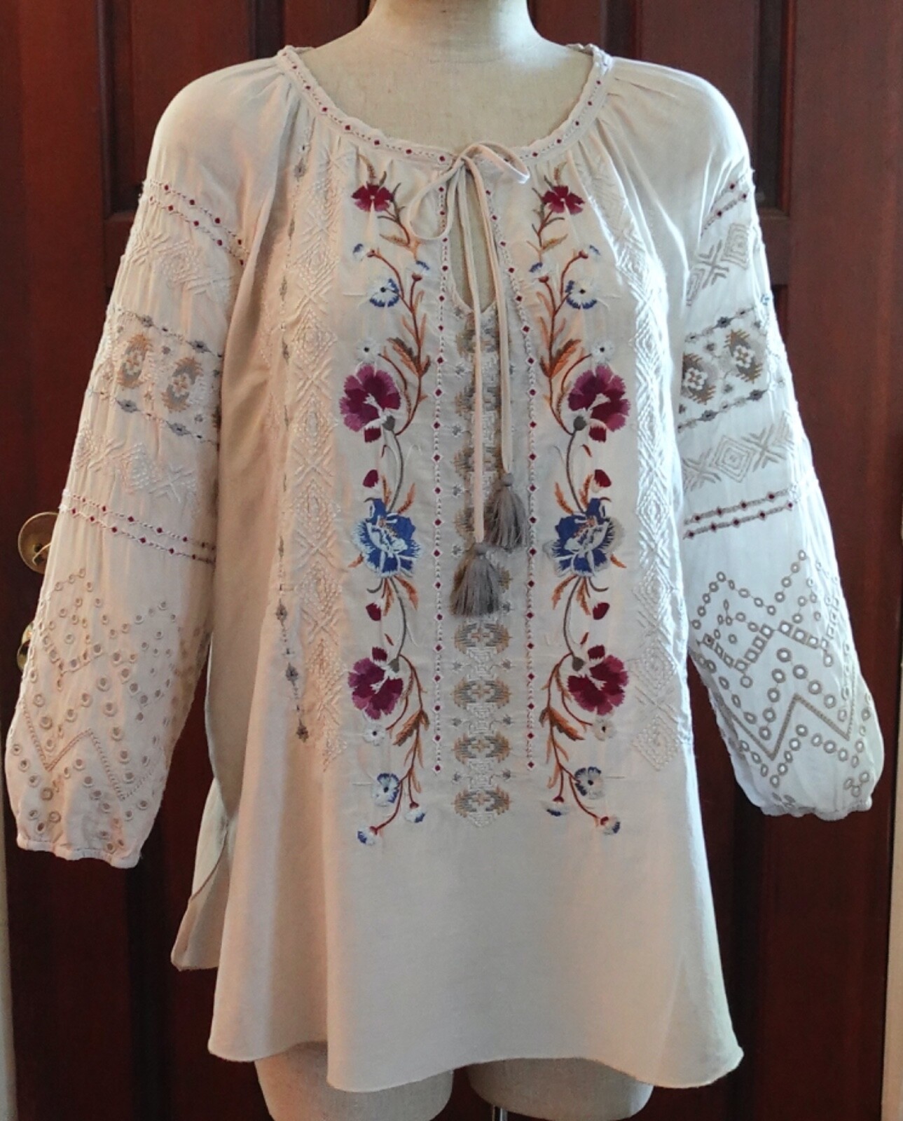 Johnny Was Workshop Cotton & Silk Small Peasant E… - image 2