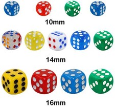 New Opaque 10 14 16mm Six Sided Spot Dice D6 RPG for Ludo Monopoly Board Games