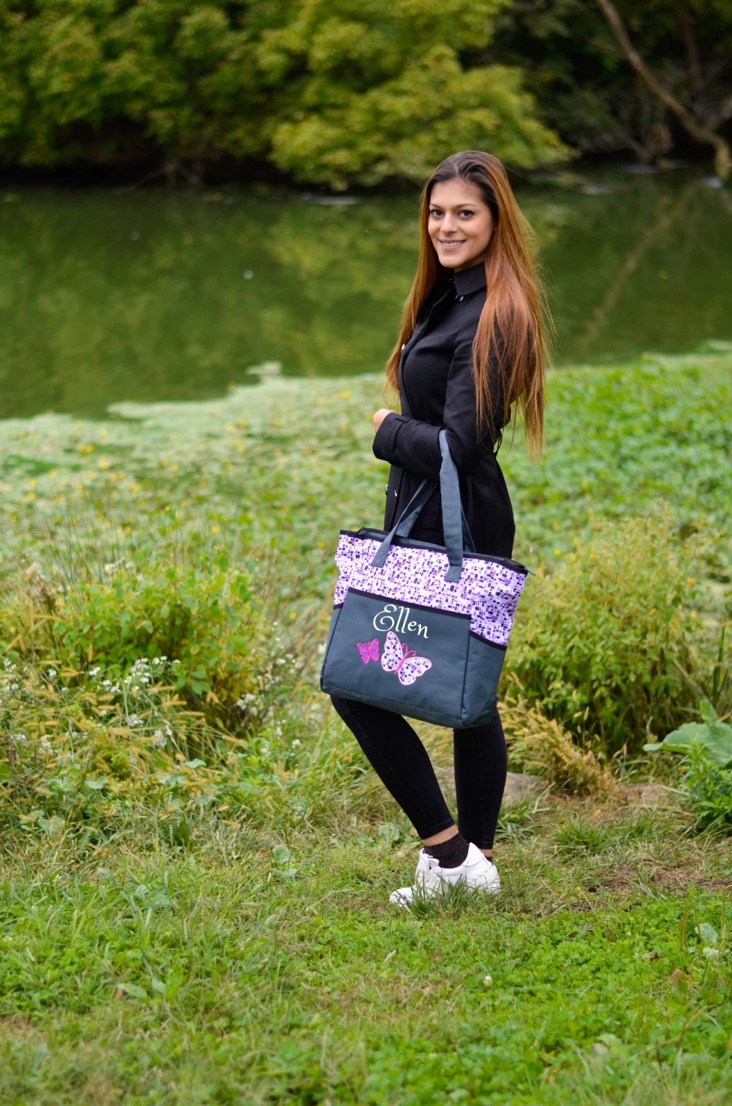 Personalized 4 in 1 BABY Diaper Bag set Purple Butterfly Custom Monogram