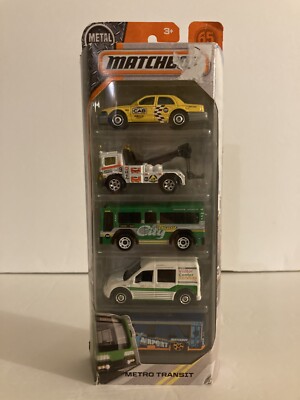 Matchbox 5 Pack with MBX  Metro Transit Vehicles Metal Die-cast New Package Wear