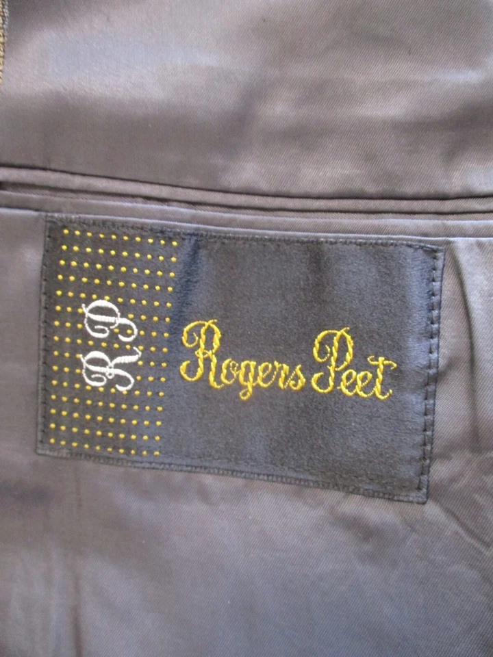 Traje de tres piezas Rogers Peet en muy buena condición marrón azul a cuadros lana hecho en EE. UU. 38R Foto 4 de 4