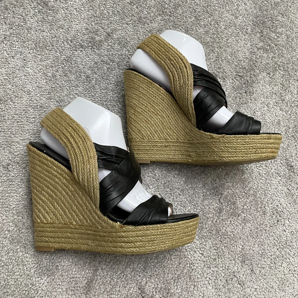 Boutique 9 Espadrille Wedge Sandals Womens 10M Brown Black Slip On Slingback - Image 3 of 4