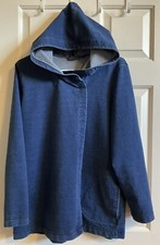 Pure Jill Indigo Denim Stretch Hooded Jacket W/ Pockets