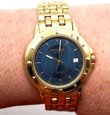 Rare Men's Raymond Weil Geneve Tango Collection 5560 Watch Blue Roman Dial Works