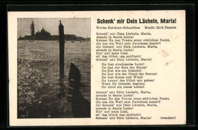 Postcard song by Schwenn-Schaeffers and Erik Deneke give me your smile, Maria! 