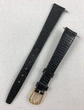 Kreisler Lizard Grain Calfskin 11mm Black Non-Stitched Leather Watch Band W146