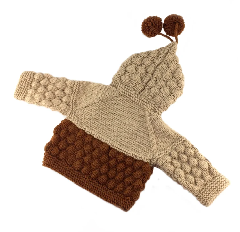 Alpaca wool hand knit baby sweater hooded Baby jumper Crochet cardigan