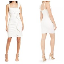 GUESS Spaghetti Strap Square Neck Short Cocktail Body Con Dress Sz 14 in White