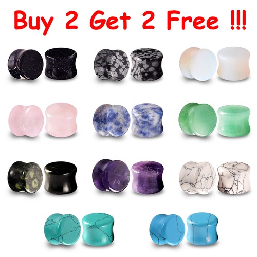 Ear Gauges Organic Stone Ear Plugs Tunnels 2 G, 0G,00G,12,14,16,19,22