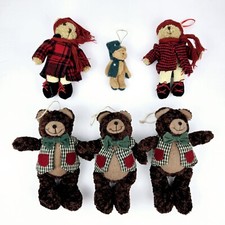 Plush Christmas Ornaments Teddy Bear Sweater Christmas Bears Rustic Cabin