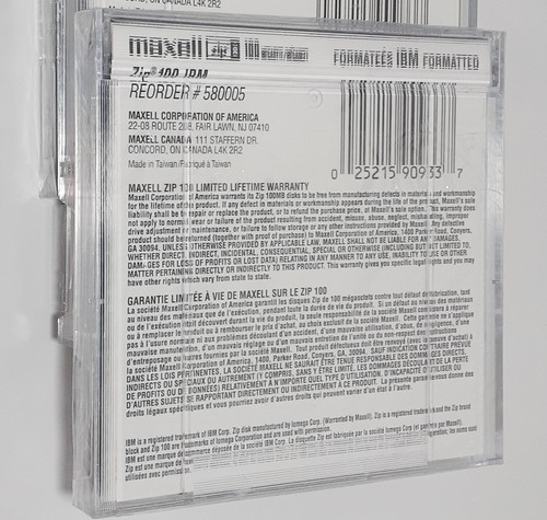 3 Maxell Zip Drive Disks IBM Formatted 100 Megabyte PC NEW - Afbeelding 4 van 4