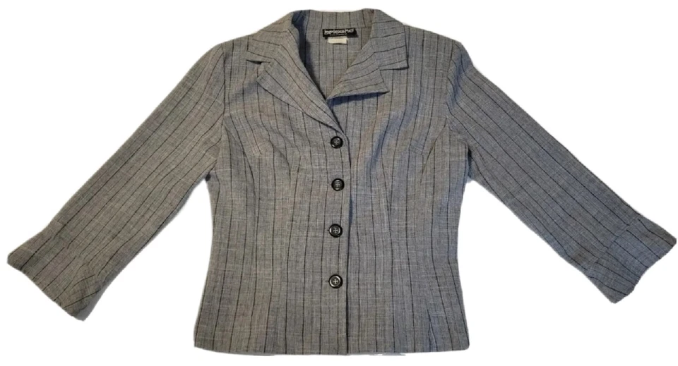 Traje Blazer Brioche Gris Tartán Manga Larga Para Mujer Talla 7/8 Foto 2 de 4