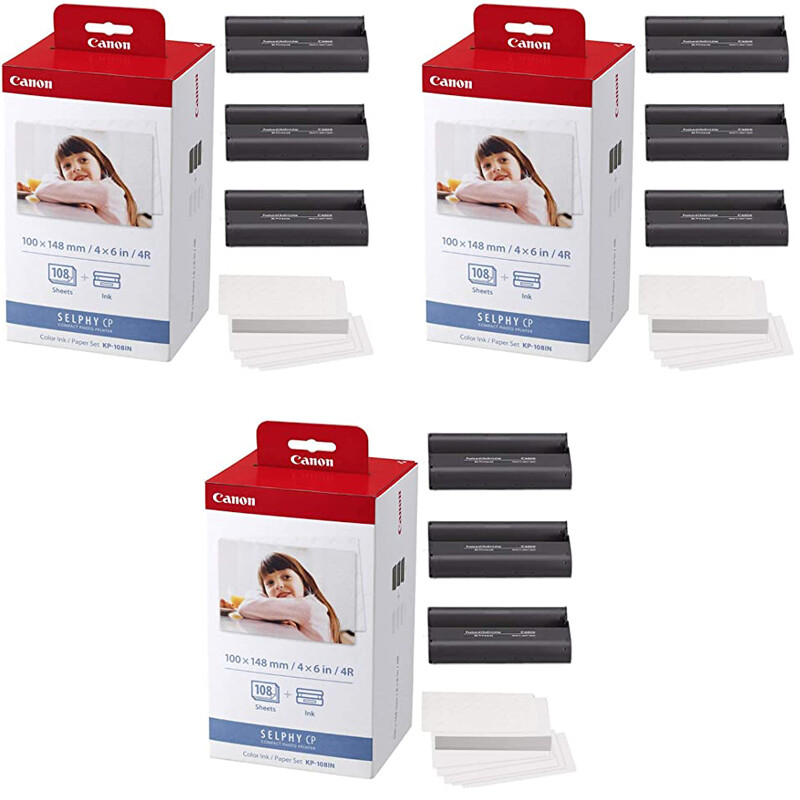 Canon Selphy CP1500 CP1300 CP1200 4x6 108 sheets Color Ink Paper Set  KP-108IN 718122110292