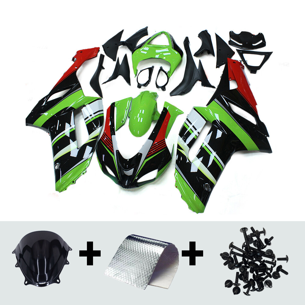 じゅん ABS Plastic Green Black Fairings Fit for 2007 2008 Kawasaki Ninja