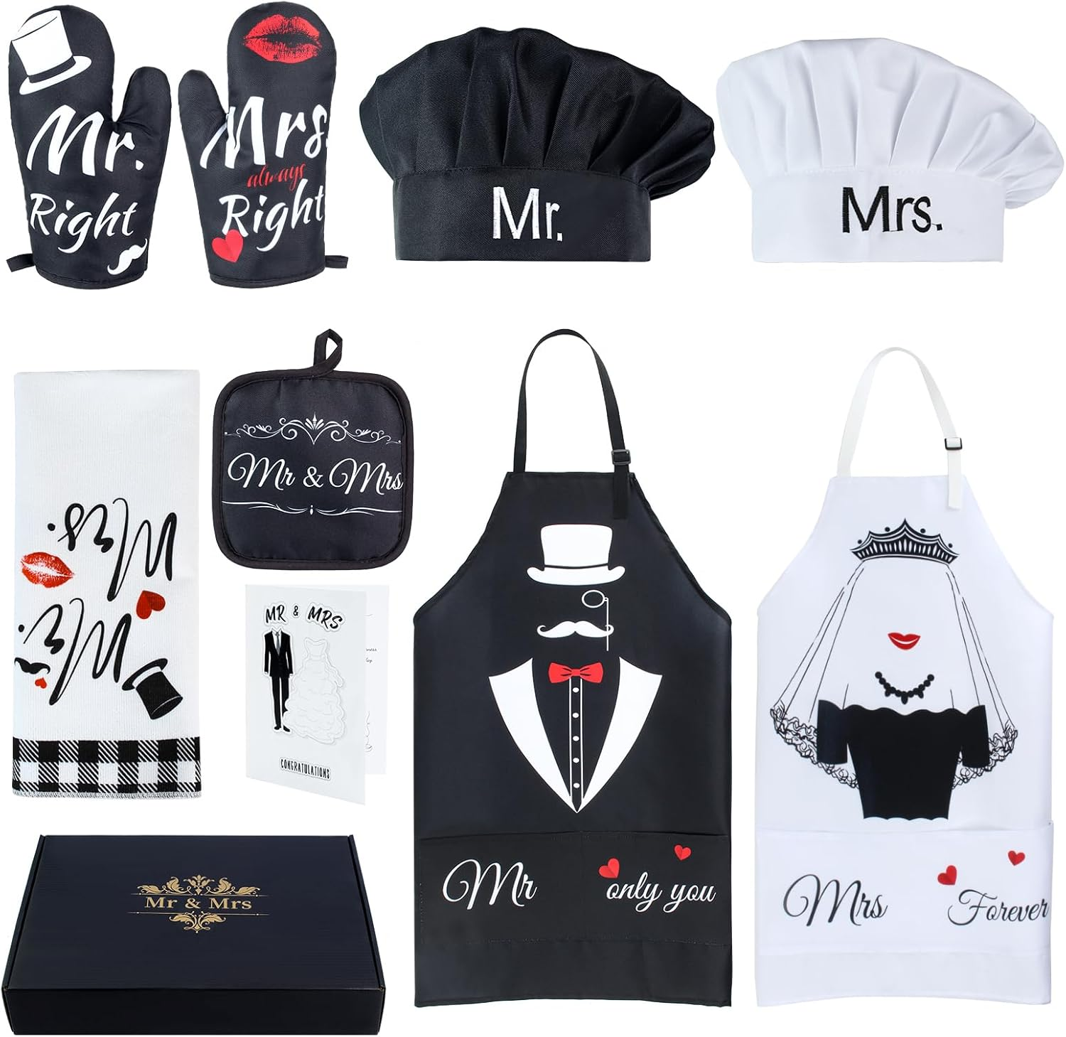 Wedding Mr and Mrs Apron Gift for Couple Engagement Bridal Shower Anniversary-Va
