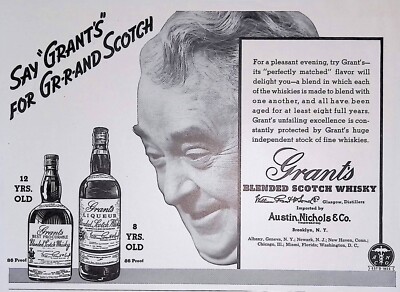Vtg Print Ad Grant's Blended Scotch Whiskey Glasgow, Distillers