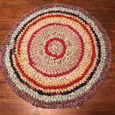 PRIMITIVE Handmade FARMHOUSE Multicolored BRAIDED  Table Candle MAT