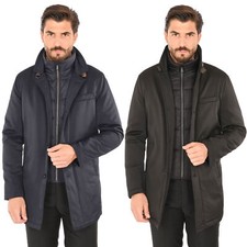 Cappotto Uomo Invernale Elegante Blu Nero Giubbotto Giaccone Impermeabile Casual