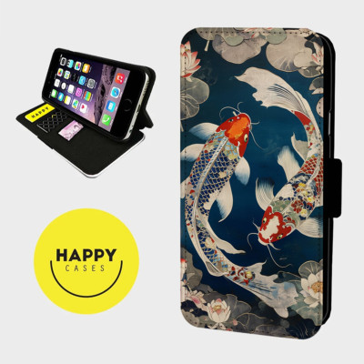JAPANISCHE TEICH KOI FISCHE - Kunstleder Klapp Handy Hülle Cover - iPhone/Samsungs