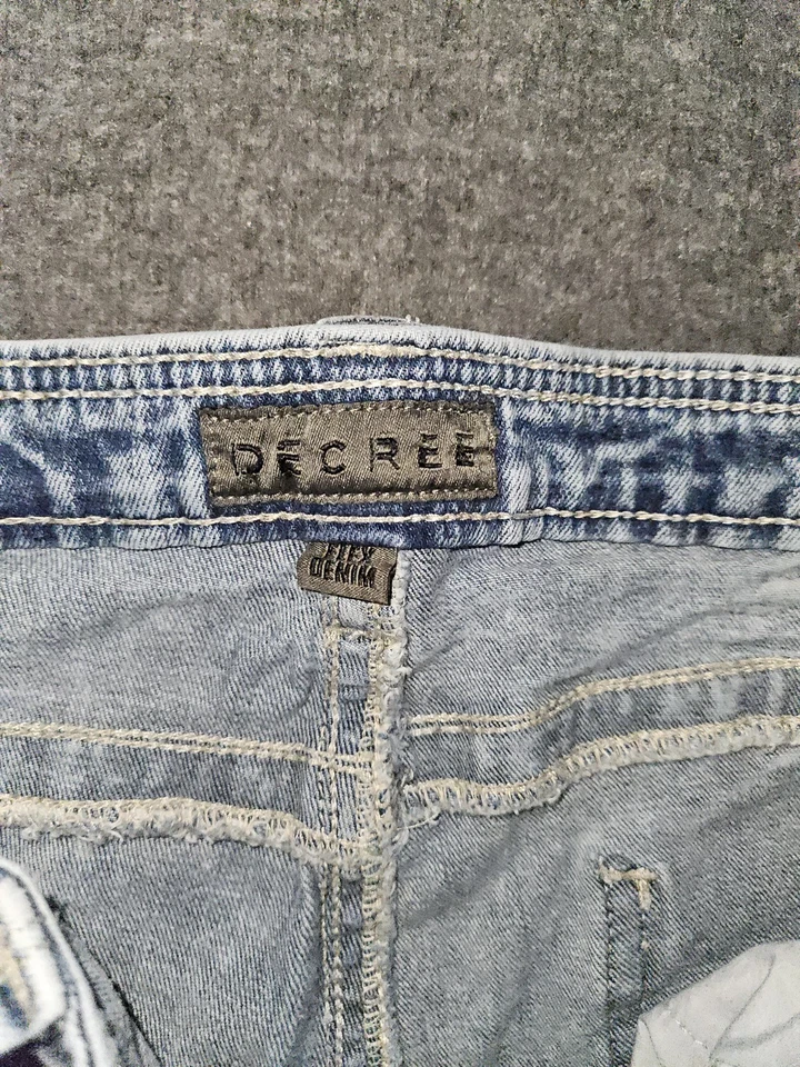 Pantalones de mezclilla Decree de pierna recta para hombre 36x30 tiro medio lavado ácido elástico bordado Foto 2 de 4