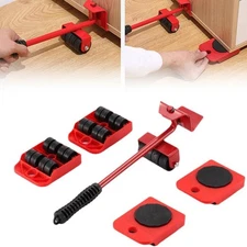 5Pcs Heavy Furniture Lifter Lifting Easy Moving Slider Mover Tool Set Removal US