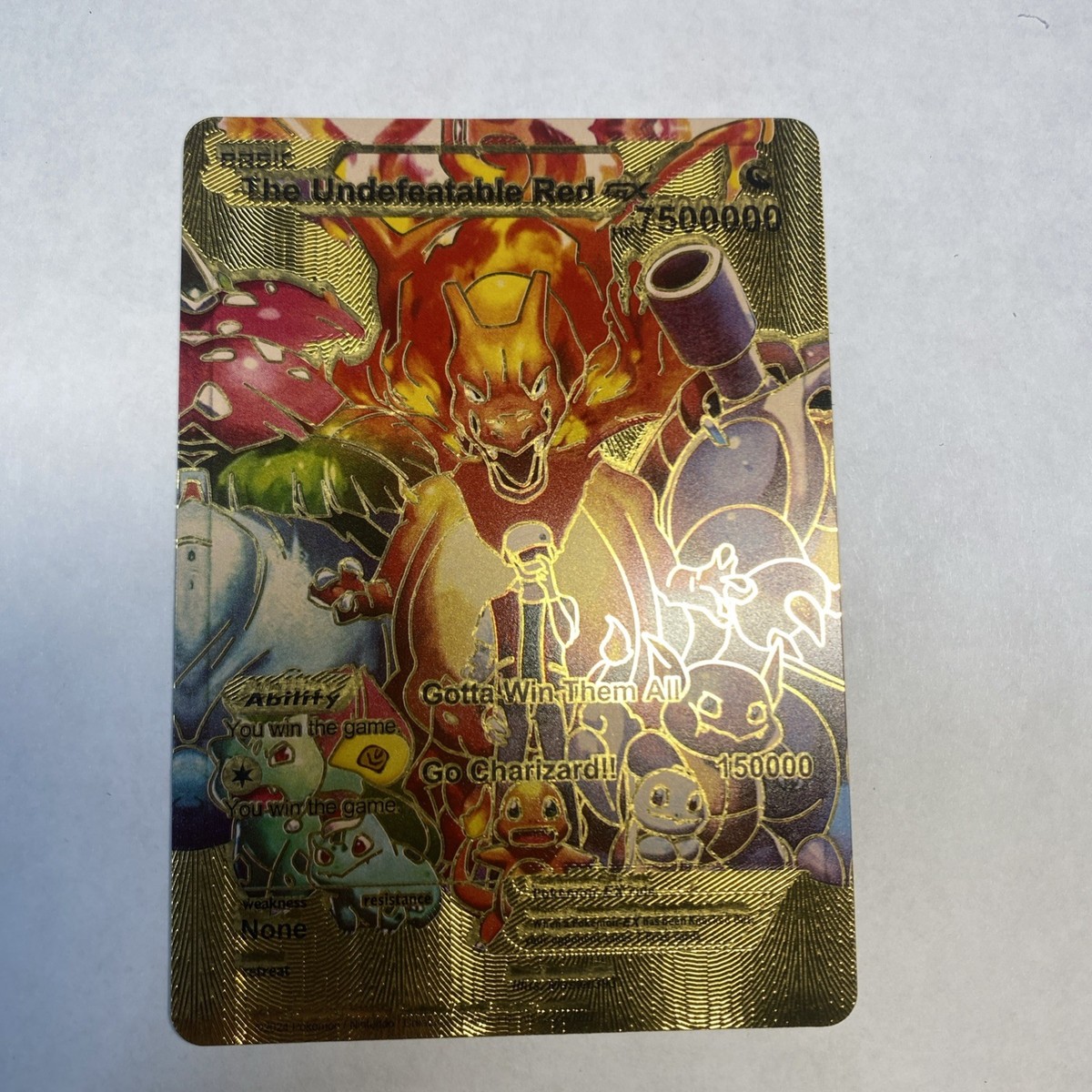 The Undefeatable Red GX Gold Foil Fan Art Card HP7500000 Gotta Win