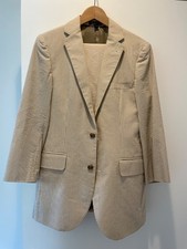 J Crew Ludlow Tan Seersucker Suit Size 36R - Altered