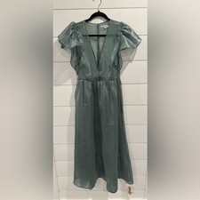 NWT Reformation sea green Glory organza sheer midi dress Medium