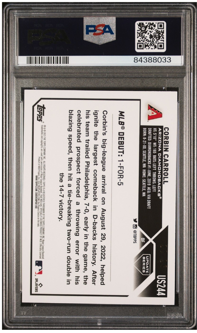 2023 Topps Update Corbin Carroll Memorial Day Camo /25 #US300 RC PSA 10 GEM MINT view 2